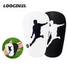 A pair of black and white mini wear-resistant shin guards for soccer and sports