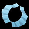 A set of light blue silicone swim training flippers arranged in a circular pattern.