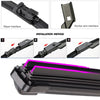 Installation method showing the assembly of a wiper arm interface onto a car windshield.
