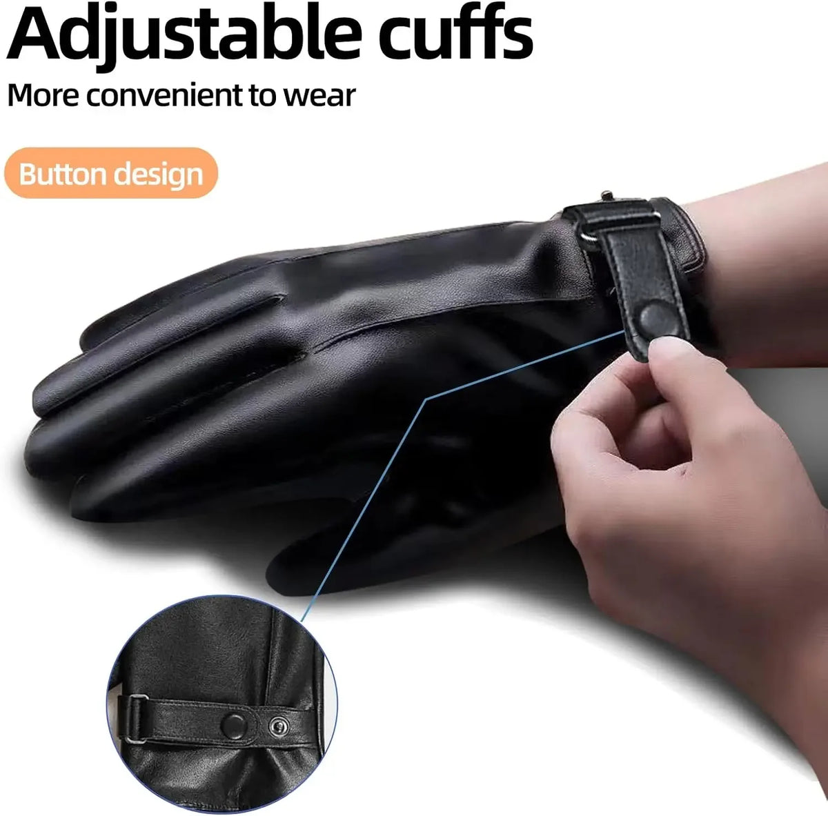 Men's Genuine Leather Touchscreen Gloves with Soft Fleece Lining