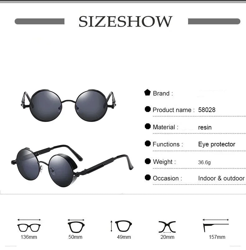 Classic Round Metal Frame Sunglasses with UV400 Protection