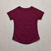 A maroon short-sleeved t-shirt top for a seamless high-waist yoga set.
