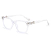 Clear acetate frame glasses with a silver accent detail