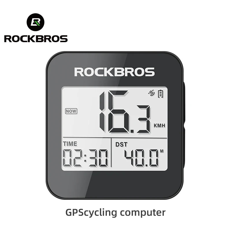 A black GPS cycling computer displaying speed 16.3 km/h and distance 40.0 meters.
