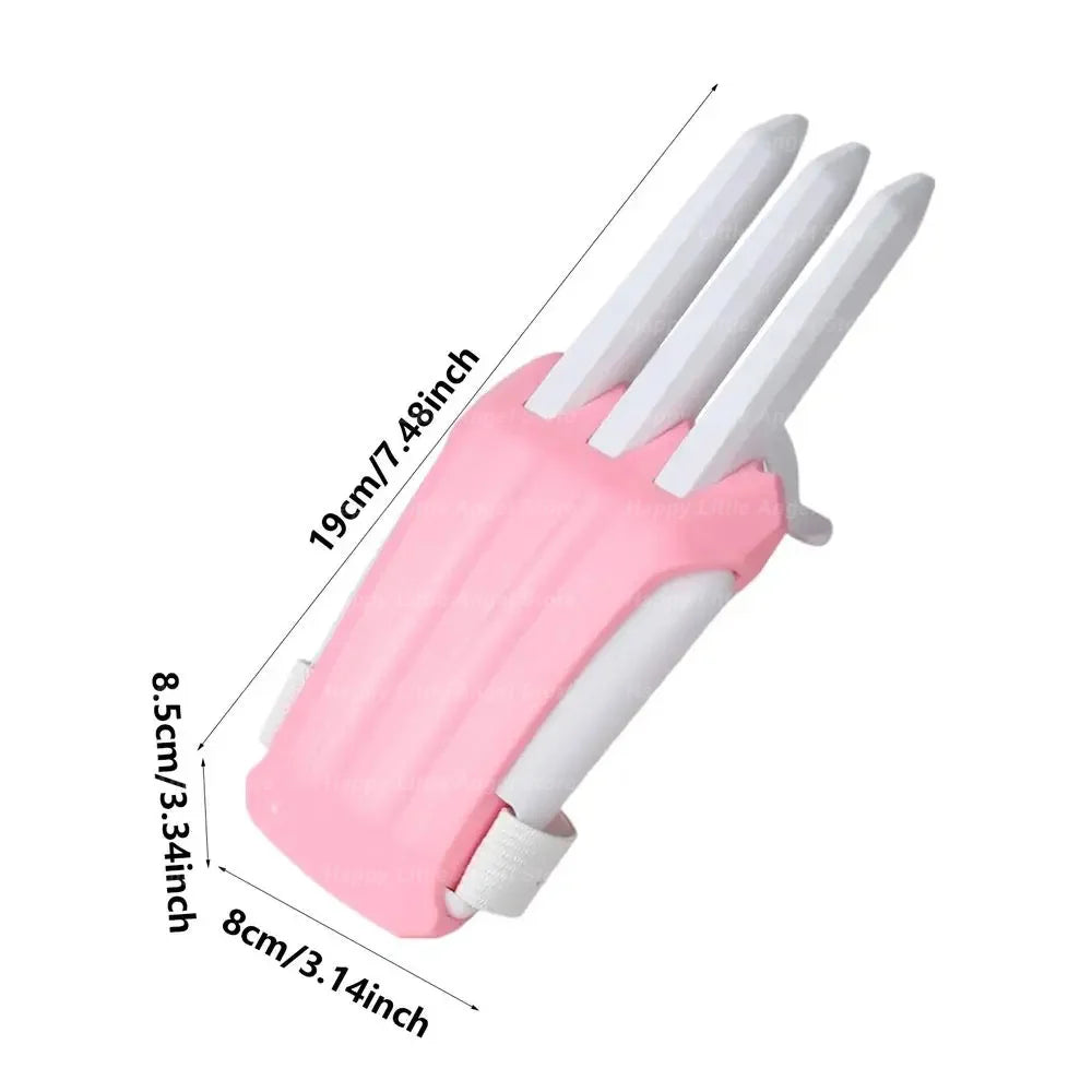 Pink carrot-shaped fidget toy with white fingers for stress relief