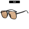 Black vintage square sunglasses with a double bridge and brown tinted lenses