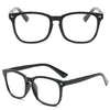 A pair of black, elegant anti-blue light reading glasses shown against a white background.