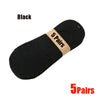 Black unisex breathable boat socks packaged in 5 pairs