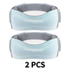 Two light blue and gray adjustable knee straps for tendon support