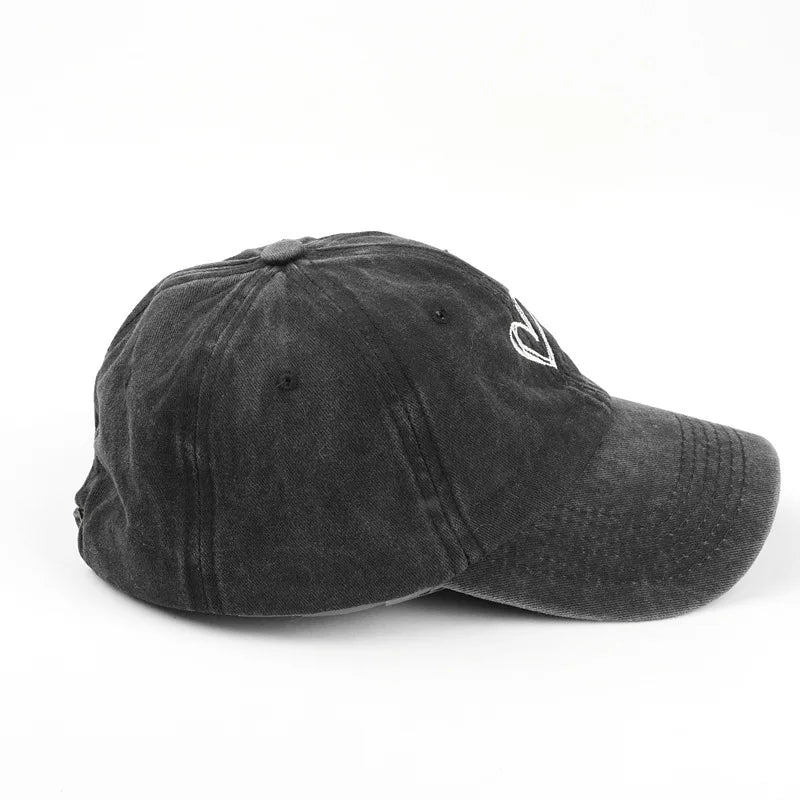Peach Heart Embroidered Baseball Cap