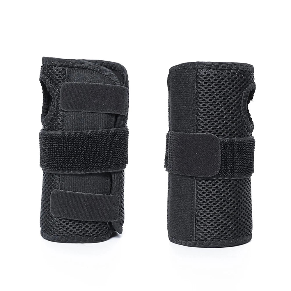 Black dual wrist support brace for tendonitis and carpal tunnel, shown from the side.