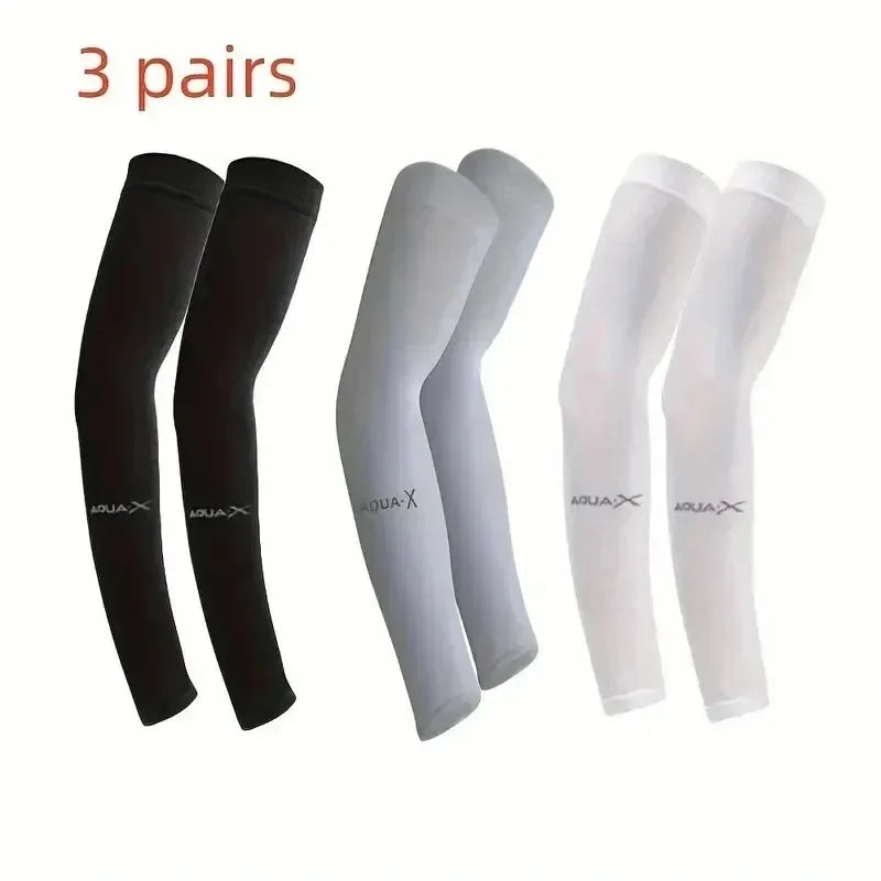 Trois paires de manches anti-UV blanches et noires pour le sport et la conduite