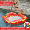 Orange inflatable fruit float lounger with a mesh surface floating in water