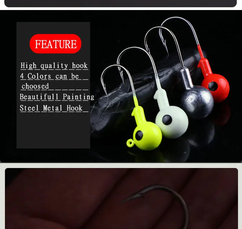 Colorful Fishing Jig Head Hooks with Soft Lure Compatibility