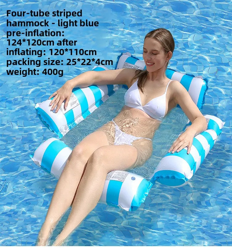 Striped Inflatable Pool Hammock for Adults