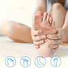 A close-up of a hand gently holding an adjustable toe separator on a foot for comfort.
