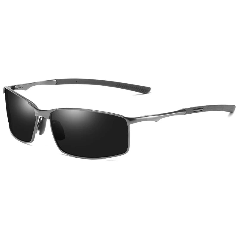 Polarized Square Sunglasses for Men with Metal Frame