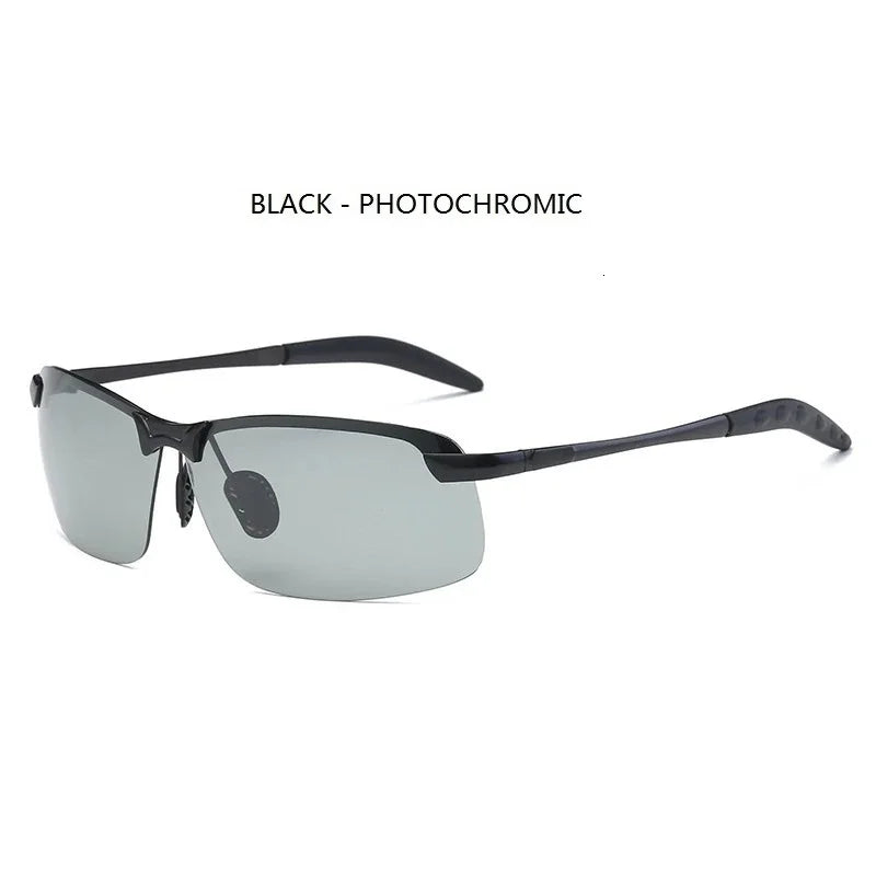 Gafas fotochromicas negras con montura negra y lentes grises