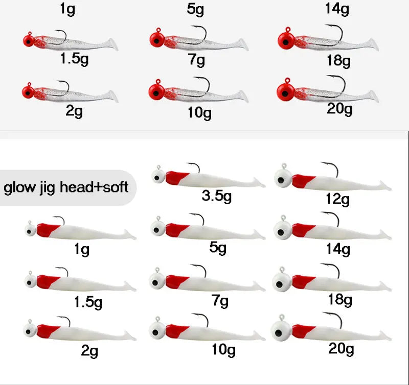 Colorful Fishing Jig Head Hooks with Soft Lure Compatibility