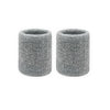 Pair of gray dual sports wristbands designed for sweat absorption.