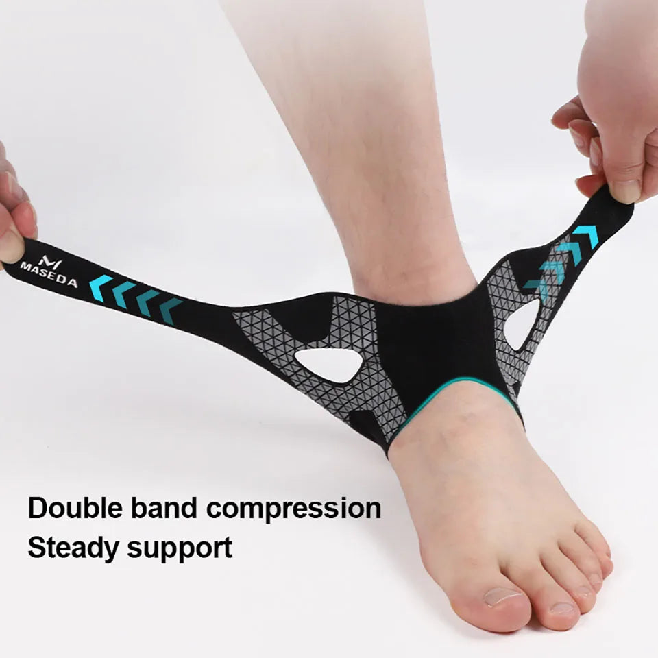 Black silicone ankle brace with mesh support for joint compression and steady support