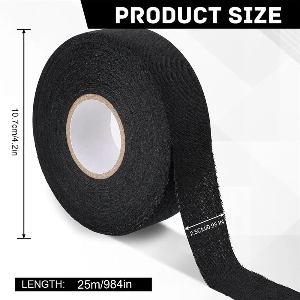 Rolle schwarzes Sportgriffband, 25 Meter lang mit einem Durchmesser von 2,5 cm.