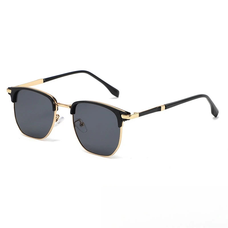 Vintage Half-Frame Sunglasses with UV400 Protection