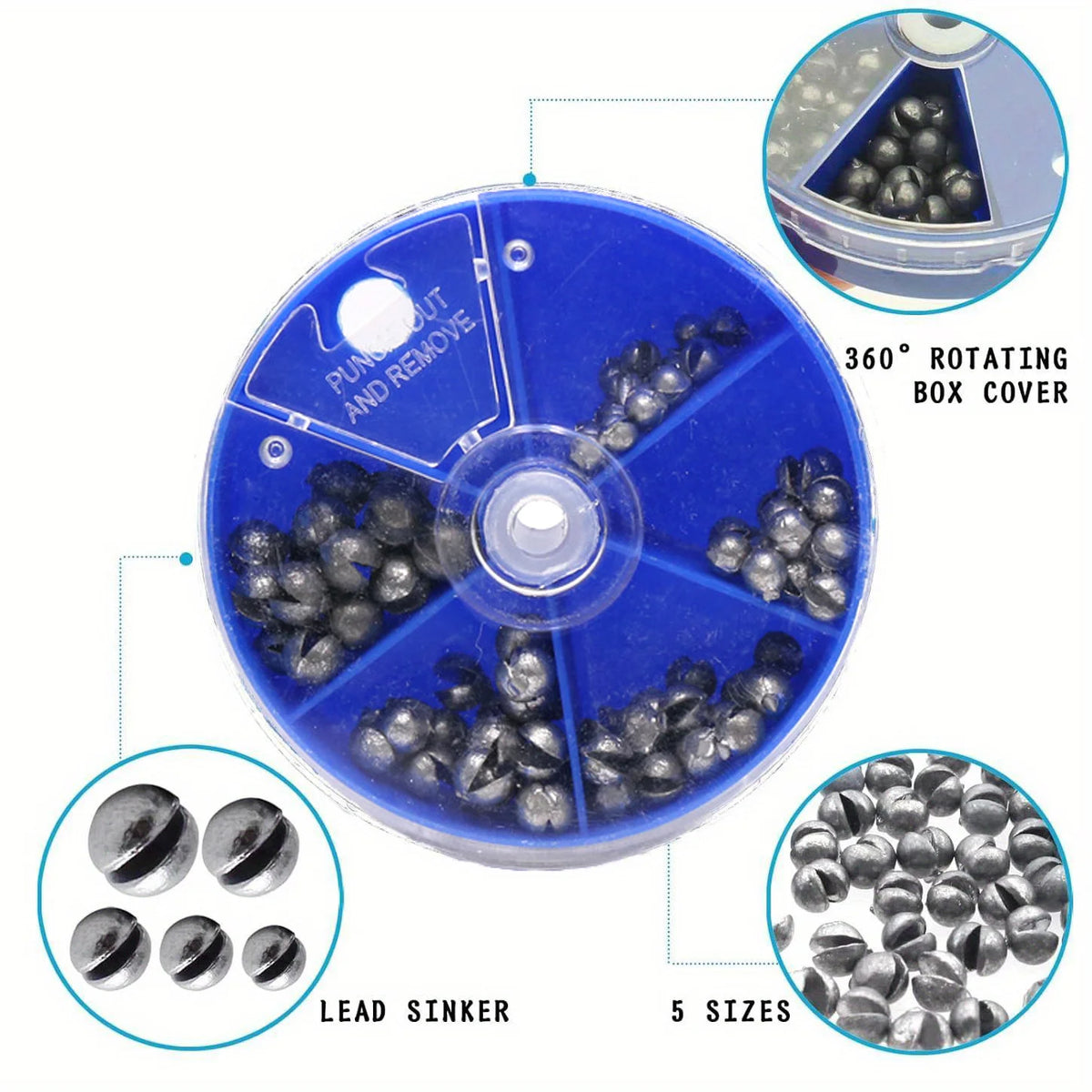 Assorted Removable Split Shot Sinkers for Fishing
