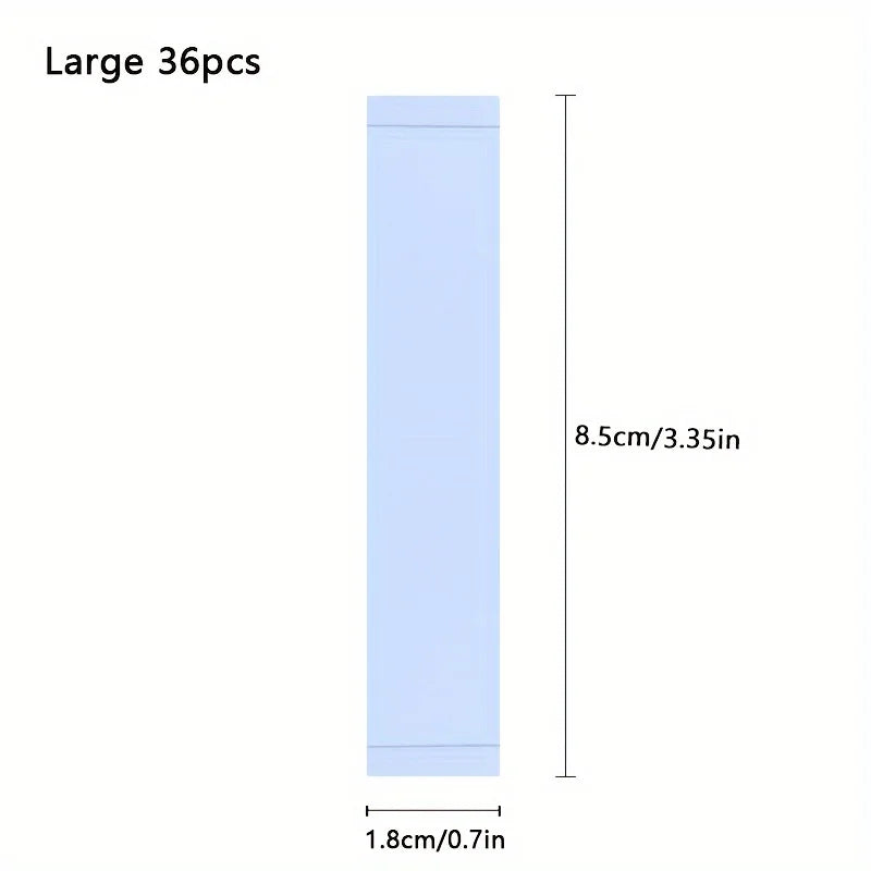 A vertical rectangular roll of light blue double-sided fashion adhesive tape, measuring 8.5cm high and 1.8cm wide.