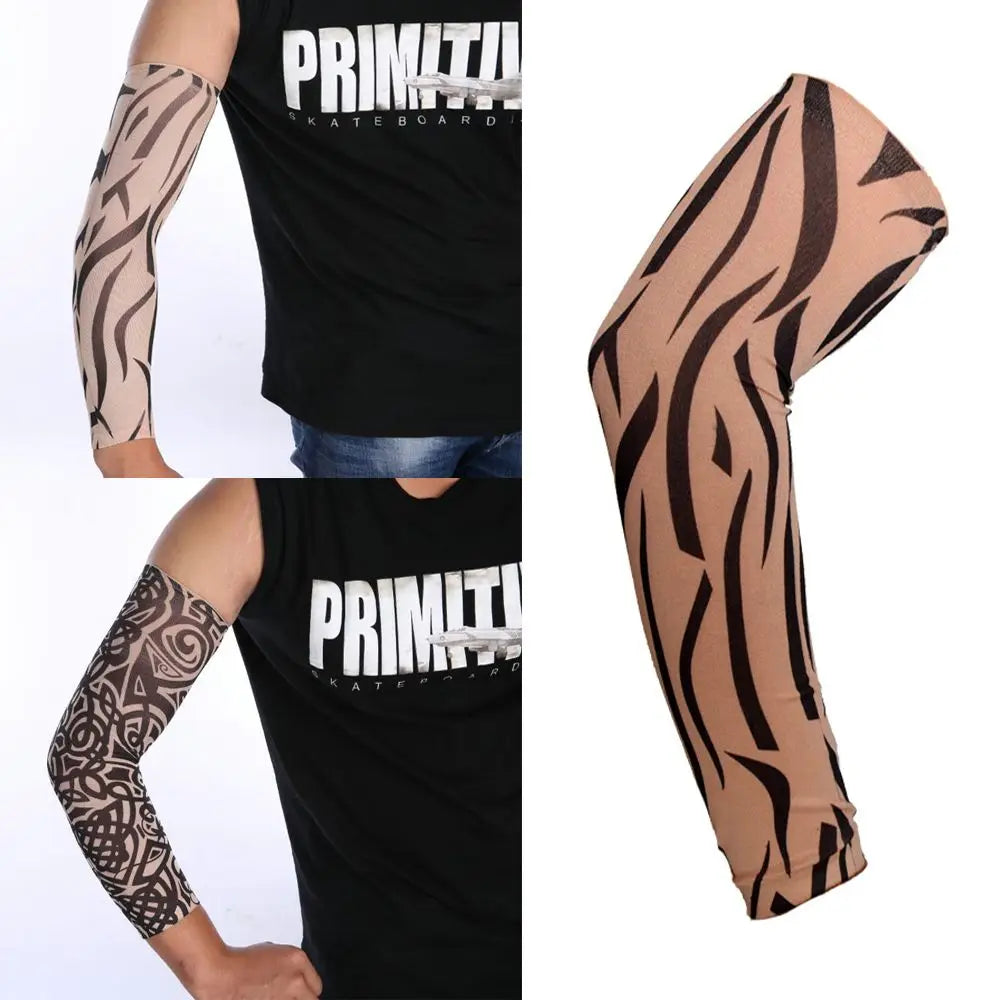 Cooling UV Protection Arm Sleeves with Tattoo Design