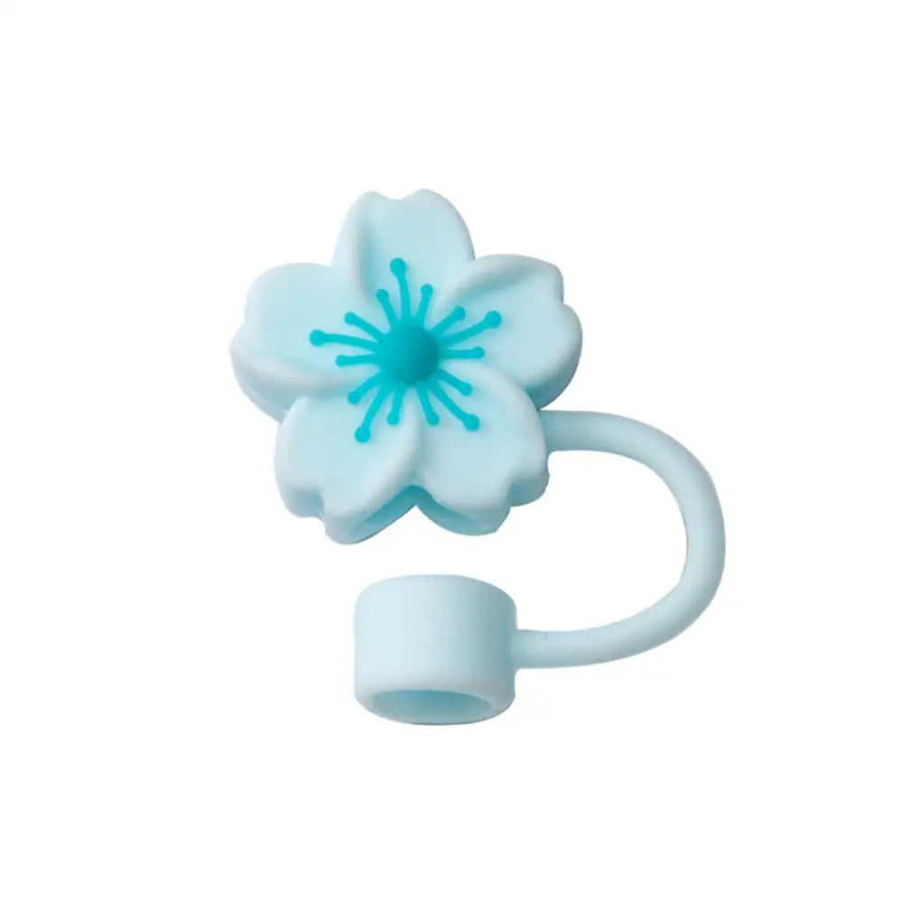 Light blue silicone butterfly straw cover for tumblers