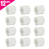 Twelve rolls of white medical grade elastic bandage for fingers and wrists