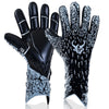A pair of black and gray goalkeeper gloves shown against a white background.