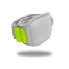 Gray adjustable tennis elbow brace with a neon yellow strap