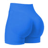 Short de yoga sans coutures bleu vif taille haute, vue de profil.