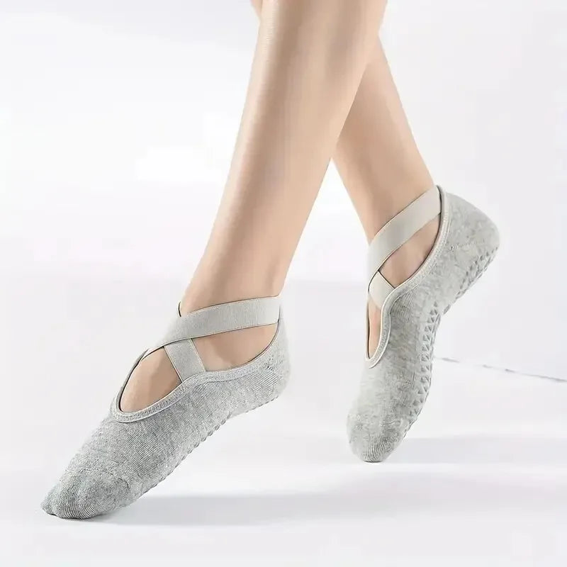 Calcetines antideslizantes grises para Pilates y yoga