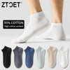 A collection of six pairs of men's combed cotton socks in various colors including black, gray, blue, light blue, white, and 