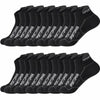 A pack of black breathable men's athletic socks is displayed, showing various styles and branding.