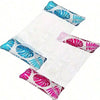 A stack of multi-purpose inflatable pool float hammocks featuring patterns in blue and pink leaves.