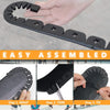 Protège-manche de bâton de hockey noir durable, montré en trois étapes : envelopper, tailler et attacher.