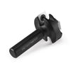 A black precision wood milling router bit with a carbide insert and shank.