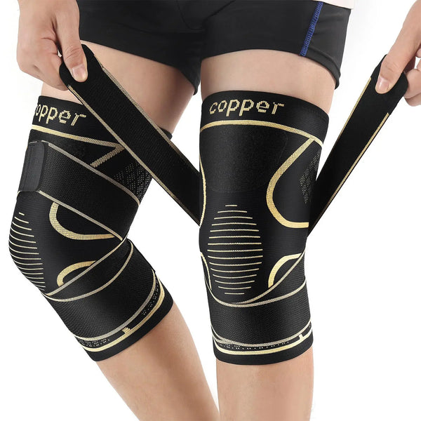 Copper-Infused Knee Compression Sleeve with Adjustable Strap