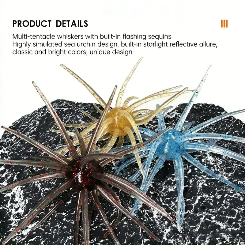 Realistic Sea Urchin Soft Fishing Lures - 10 Pack