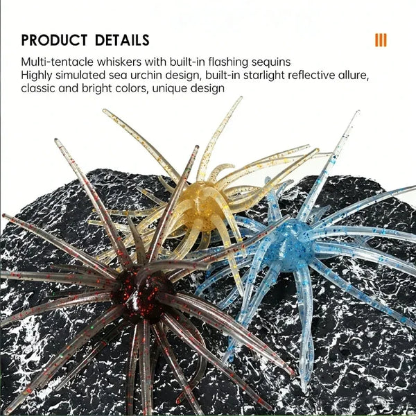 Realistic Sea Urchin Soft Fishing Lures - 10 Pack