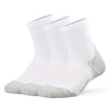 A set of white and gray breathable performance running socks displayed together.