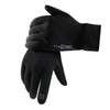 Black thermal windproof winter gloves shown from the palm side