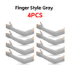 Four finger style gray arm sleeves shown in various angles