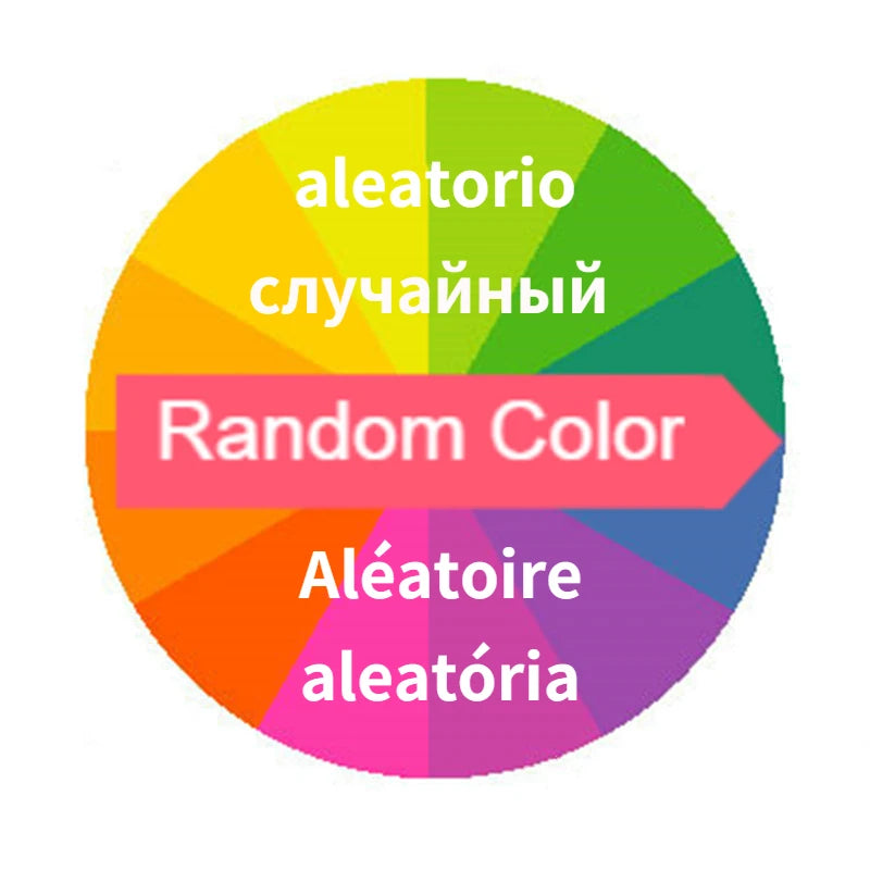 A circular color wheel divided into segments with Russian and Spanish words for random color.