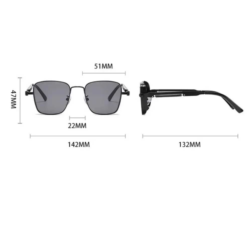 Vintage Steampunk Square Sunglasses with Metal Frame
