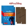 Pack of 48 sciatic nerve patches in a bag with instructions and usage guide.